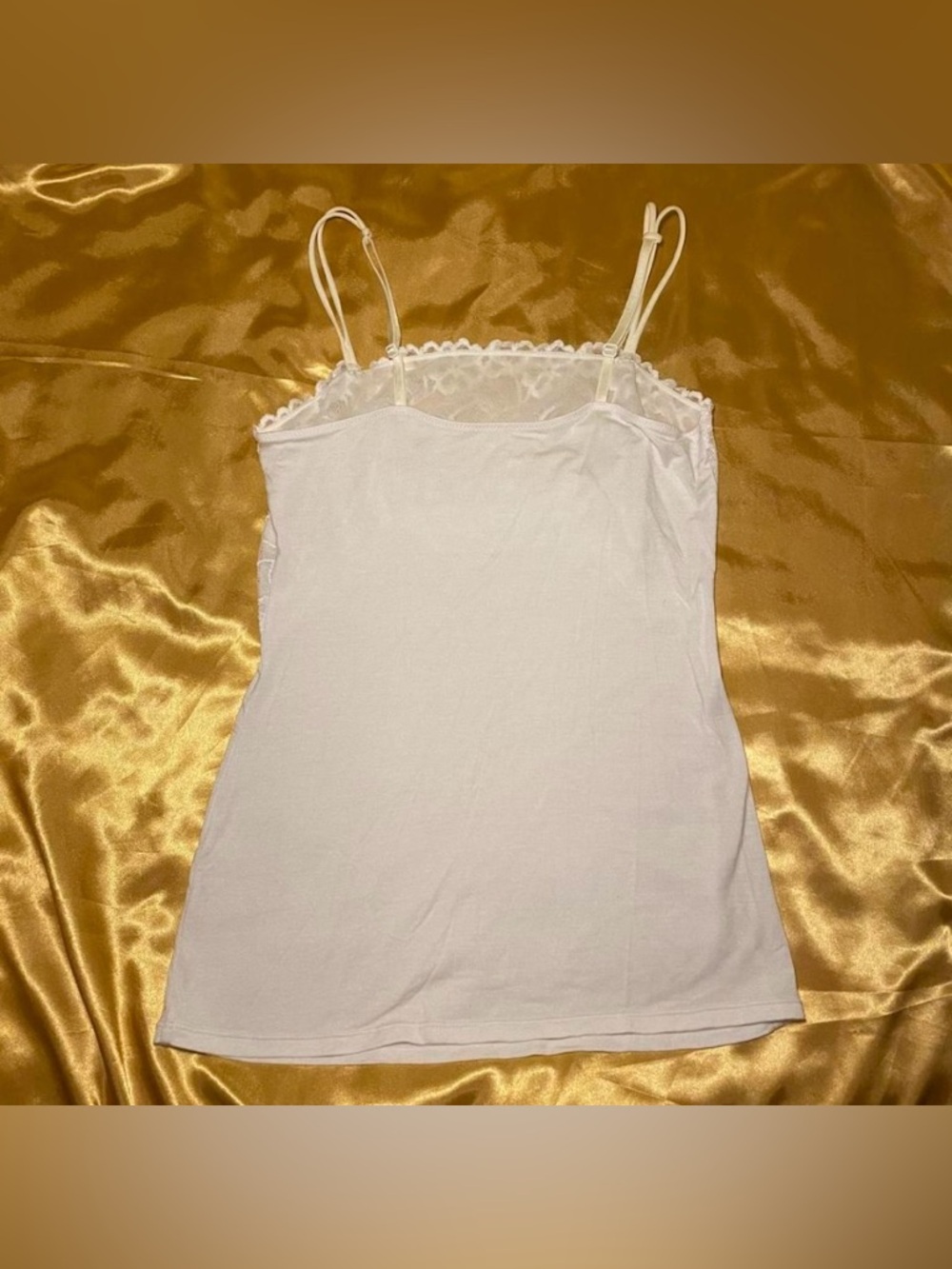 Lace-Trim White Spaghetti Strap Cami Top - Picture 4 of 5